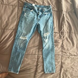 Levi’s 501 Skinny Jean distressed w/ holes in knees 4 button fly, 30W, 28L